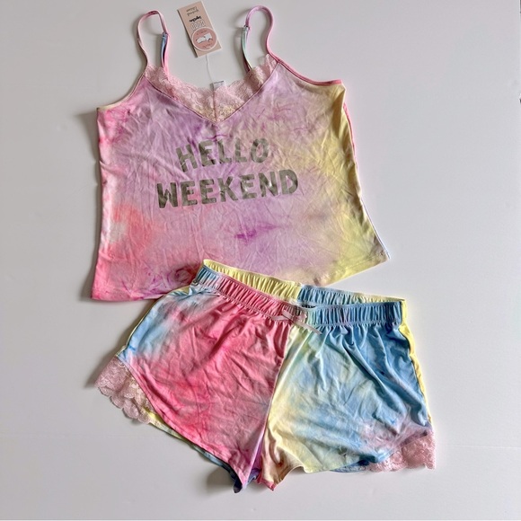 Colorful Tie-Dye Shorts Pajama Set, Women’s Size: Small - Picture 1 of 9
